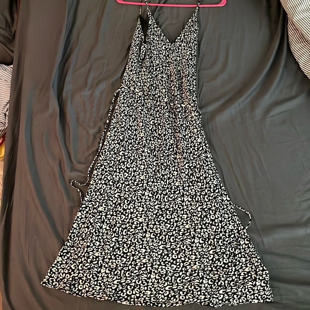 Black and white cheetah print slip dress